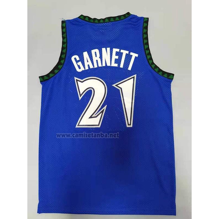 Camiseta Minnesota Timberwolves Kevin Garnett #21 Hardwood Classics Throwback 2003-04 Azul